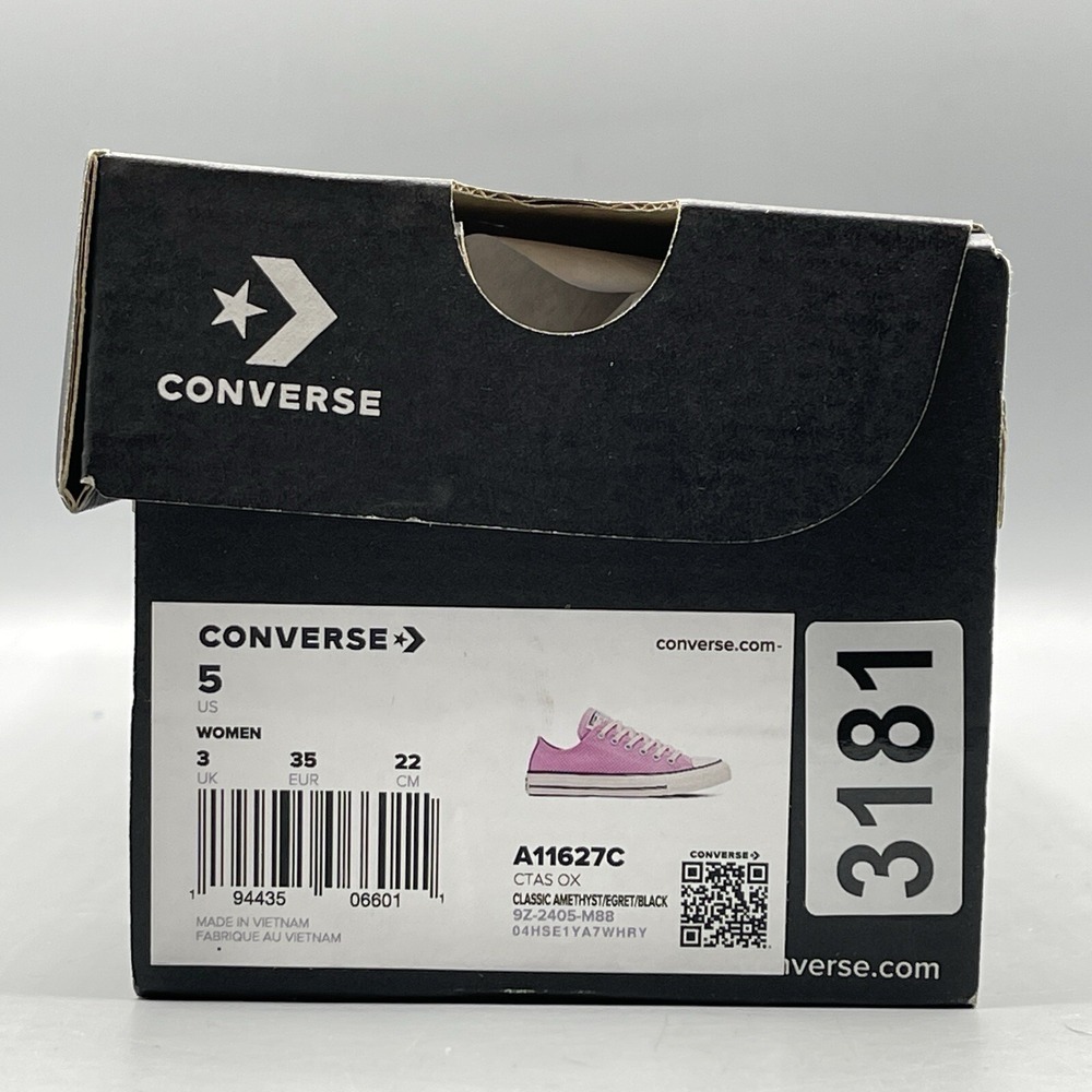 Converse Women's 5 Sneakers Purple Lavender Checked Low Top CTAS A11627C - Picture 4 of 10